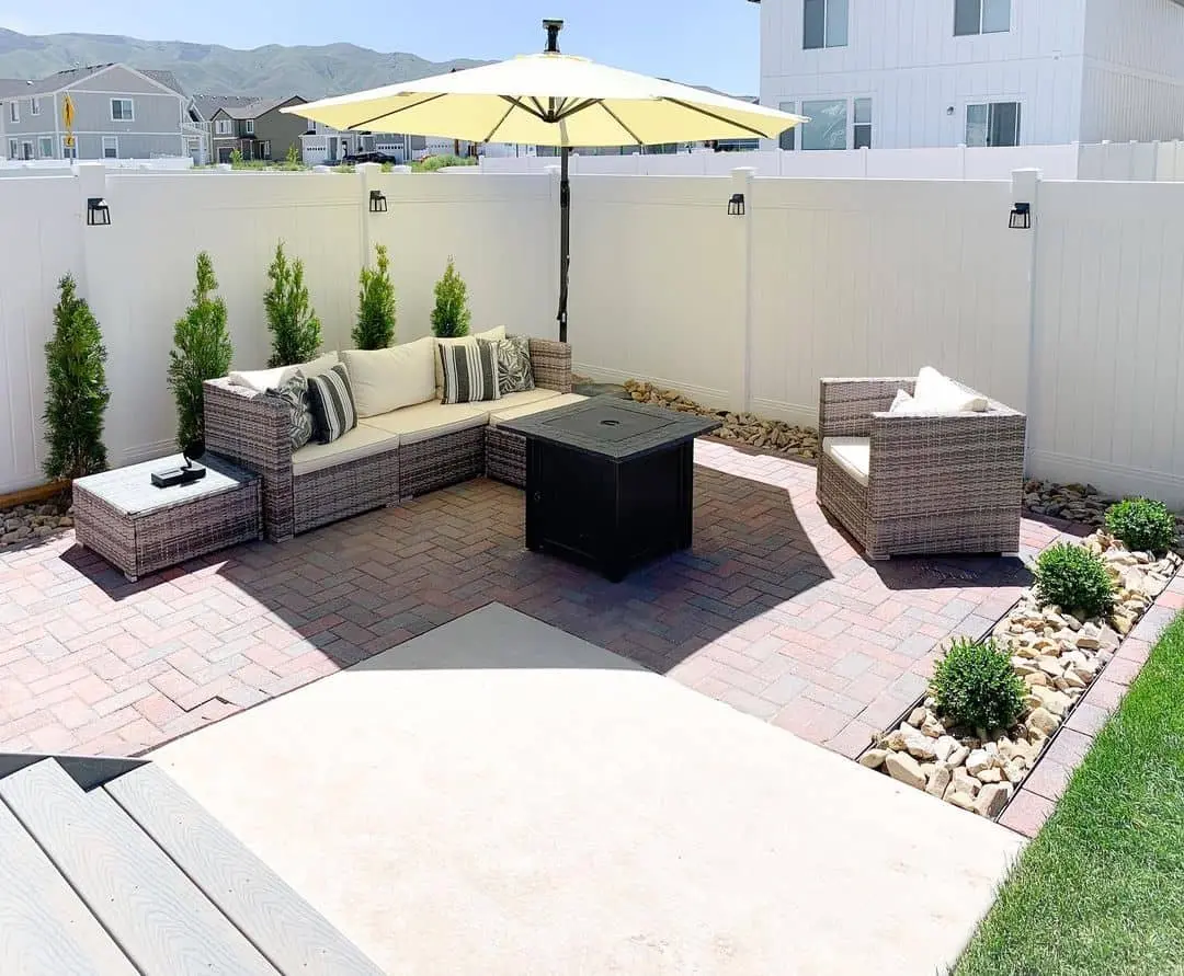 Sectional Rattan Seating Around a Fire Pit Table