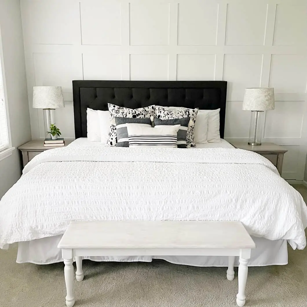 Paneled Wall Adds Architectural Interest Behind the Bed