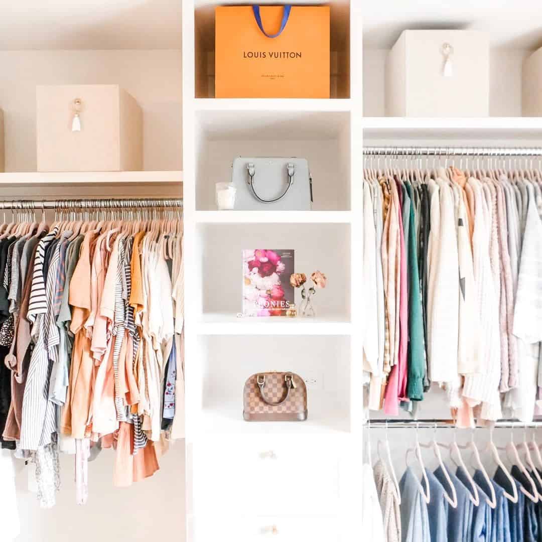 Decorative Cubbies for Accessories Above Hanging Clothes