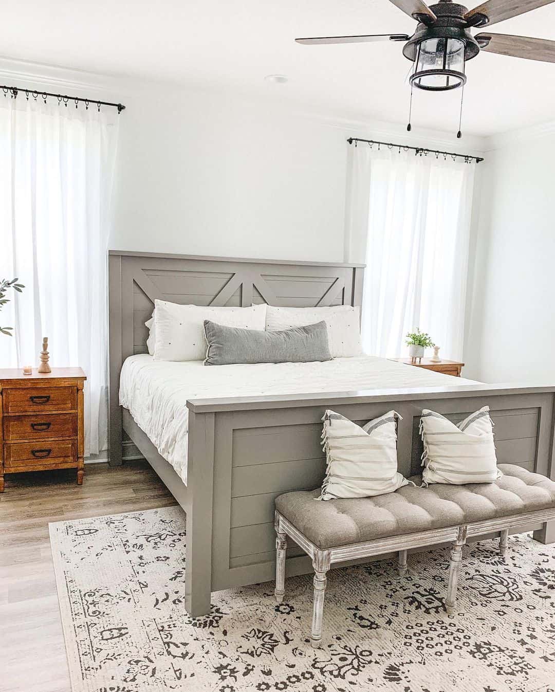 Anchor Your Room's Palette With a Gray Farmhouse Bed Frame