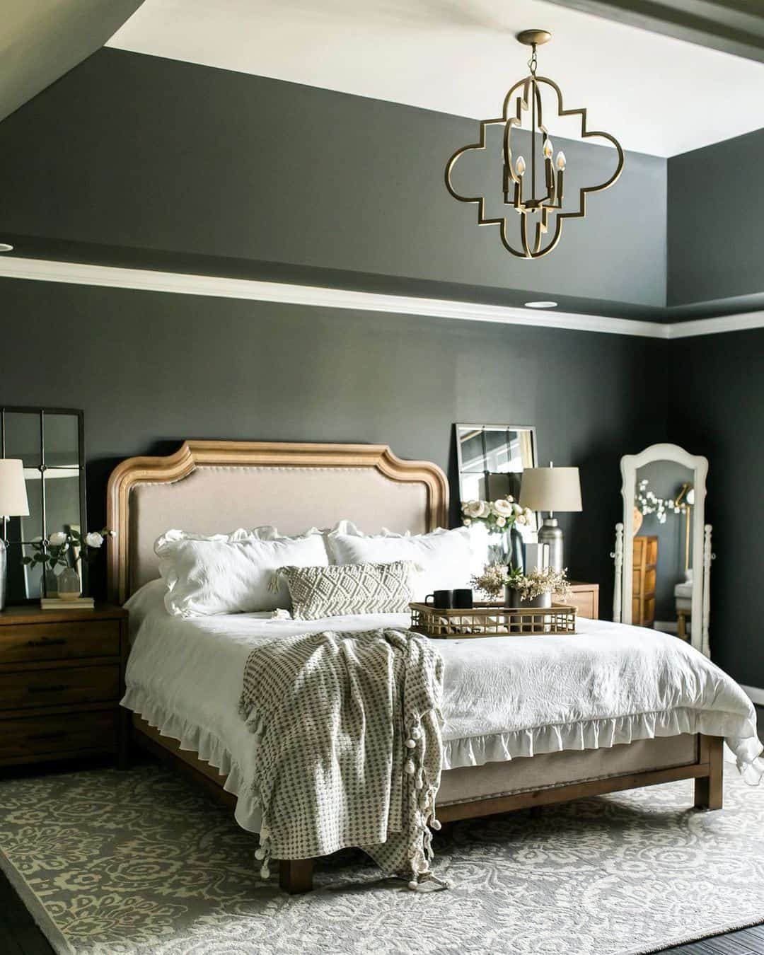Ornate Metal Tray Holds Bedside Essentials