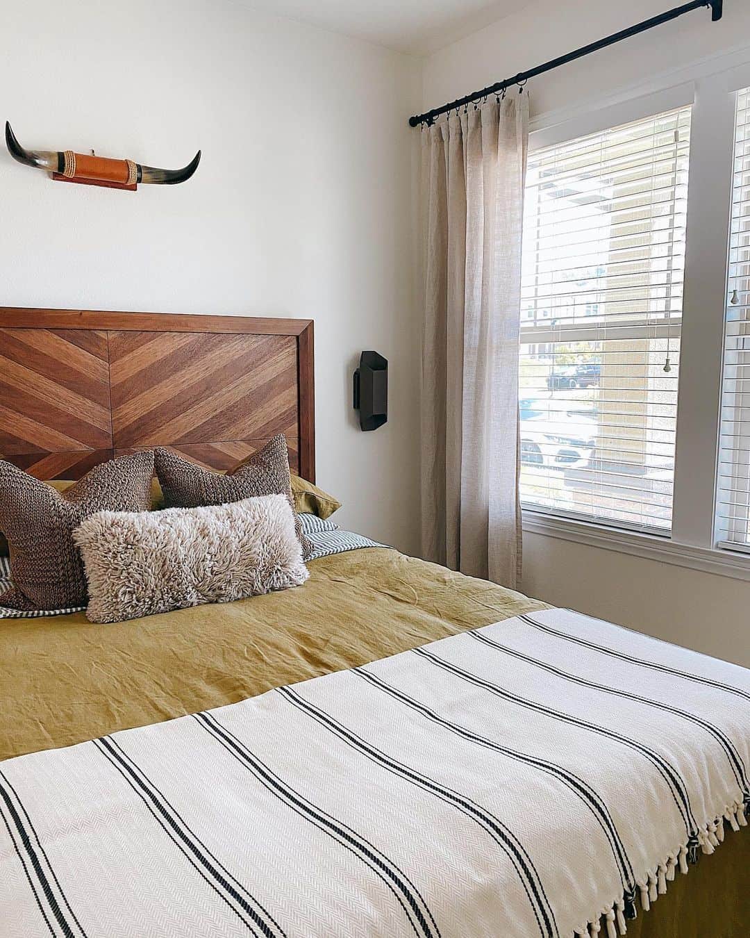 Introduce Natural Warmth With a Chevron Wood Headboard