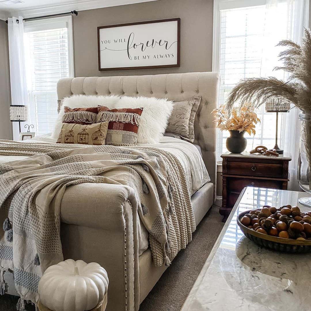 Soften Neutral Tones With a Tufted Upholstered Bed