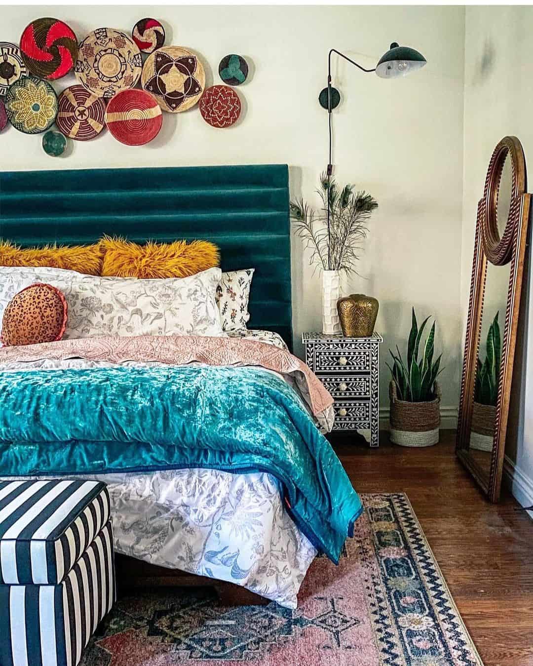 Bring Global Texture Above Your Bed With Woven Baskets