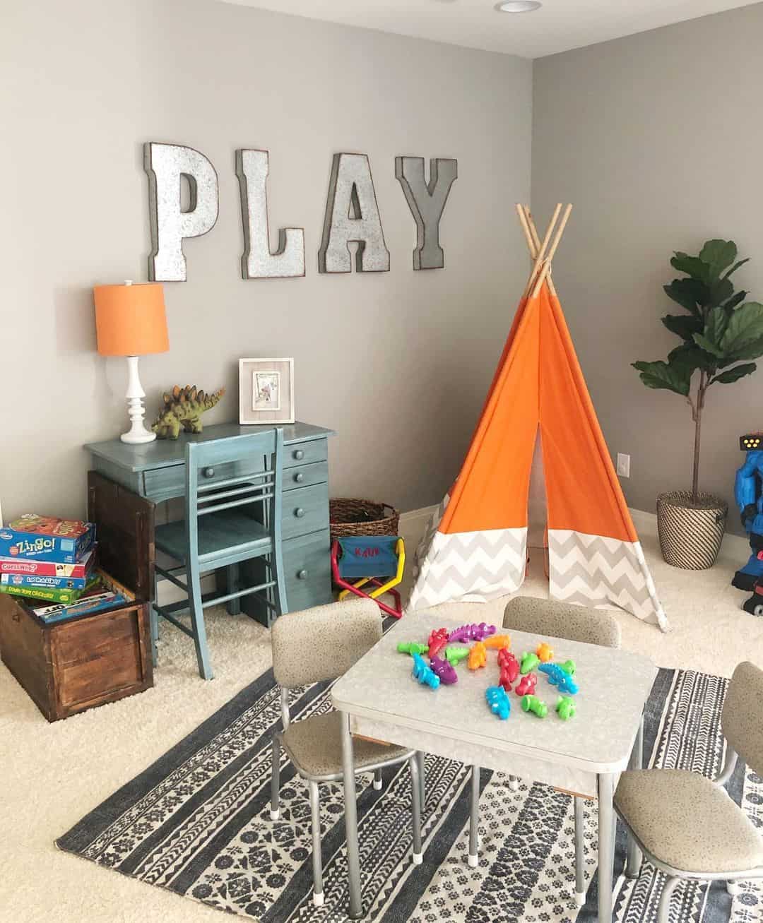 Galvanized Metal Letters Spell Out 'PLAY
