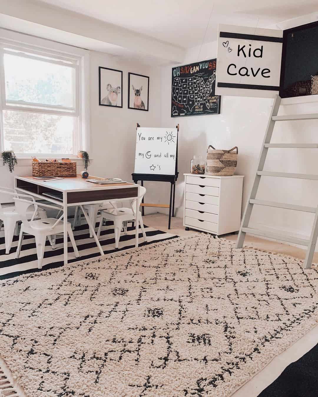 White rolling cart holds art supplies within reach