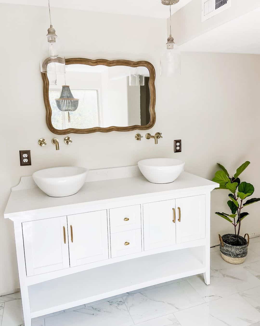 Choose an Ornate Frame for a Vanity with Vessel Sinks