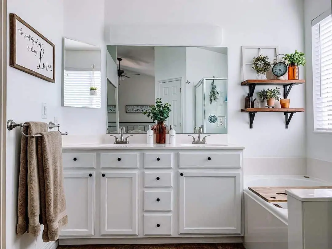 Incorporate Rustic Shelving for Farmhouse Charm