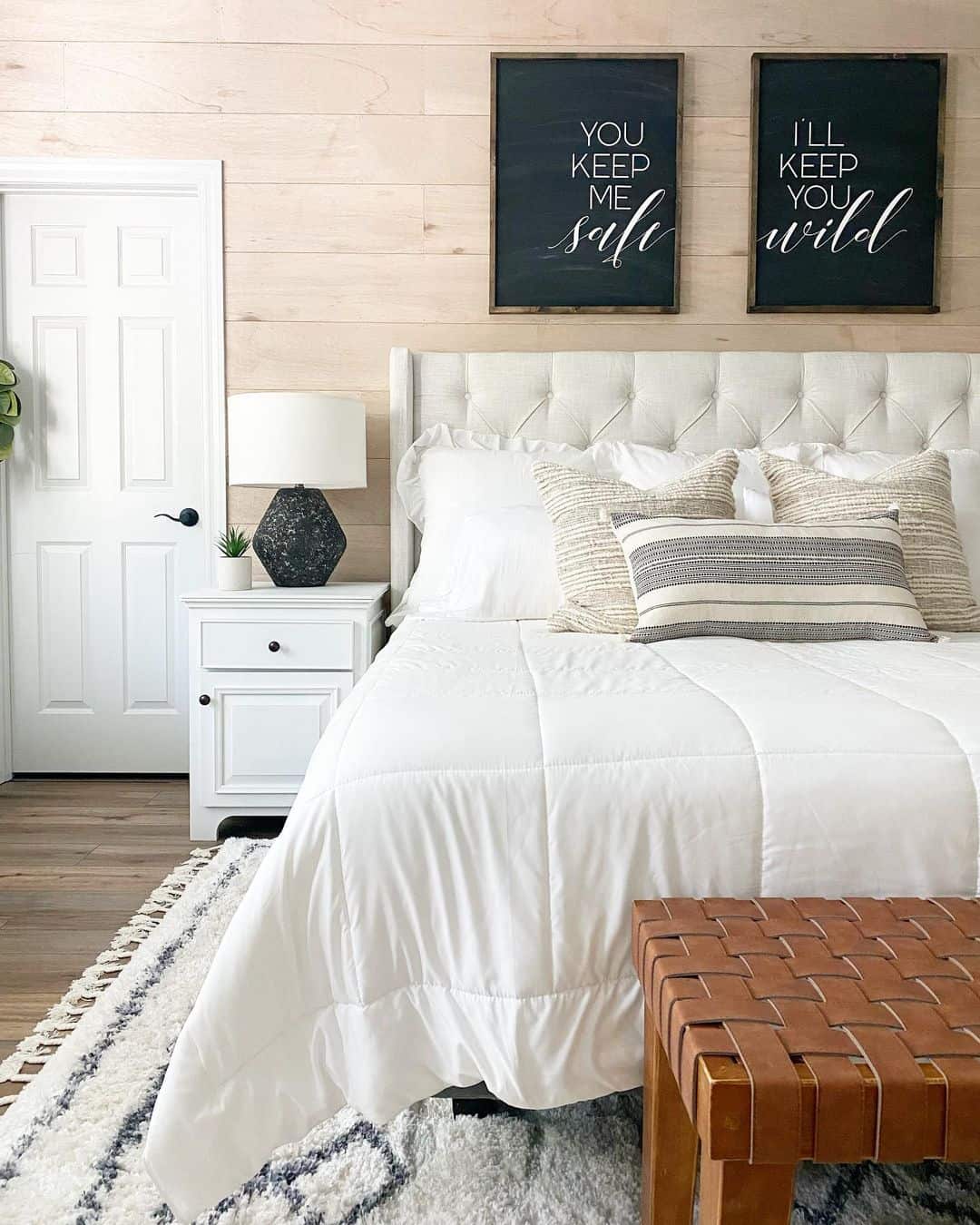 Chalkboard Art Above Bed Creates a Cozy Focal Point