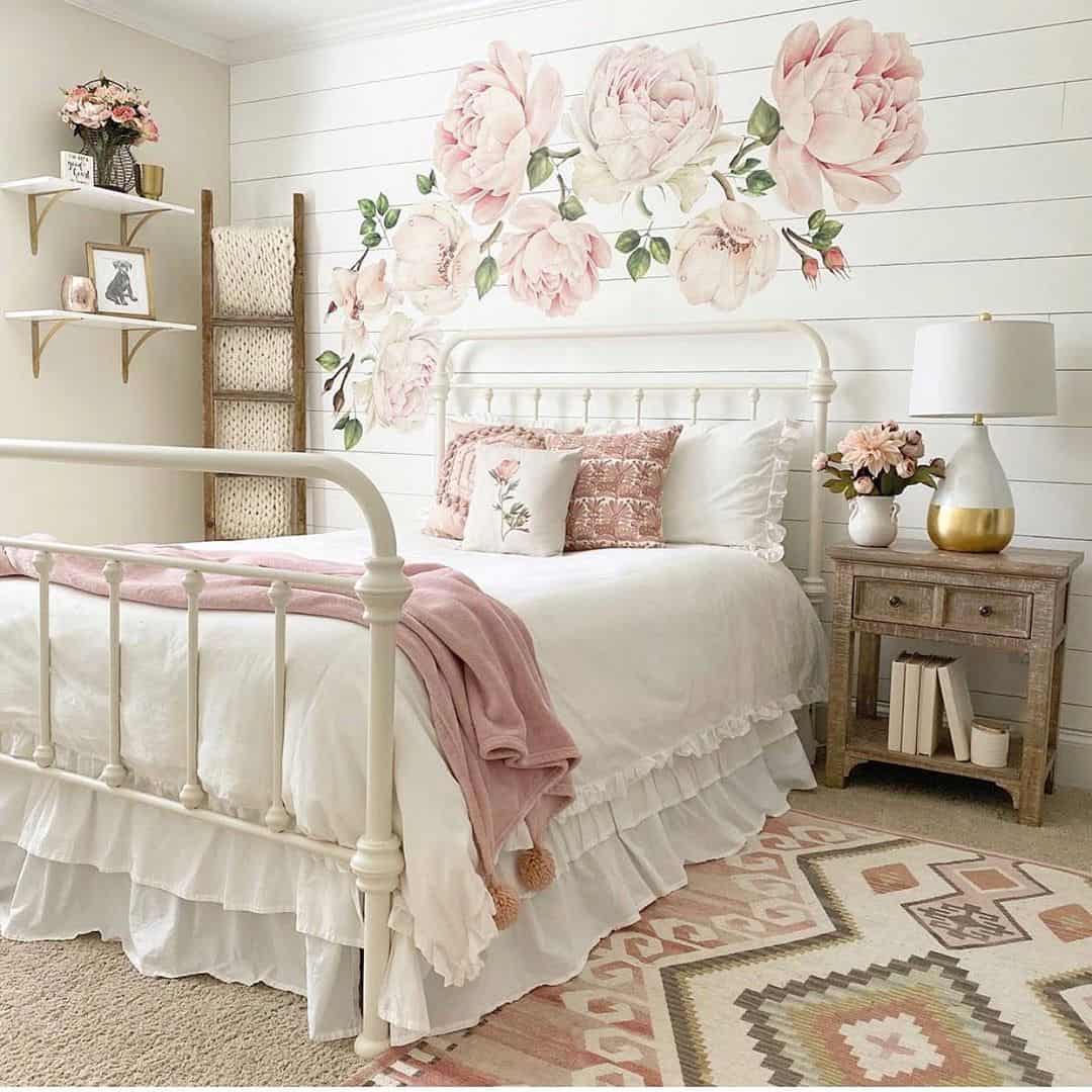 Oversized Floral Wall Decals Create a Romantic Focal Point