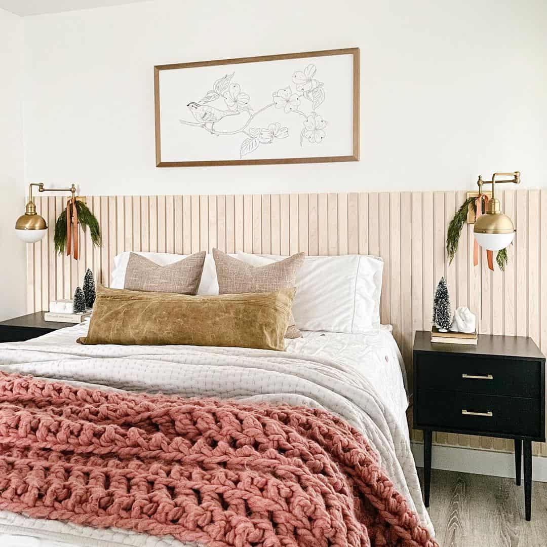 Introduce Subtle Vertical Detail with a Slatted Wood Headboard