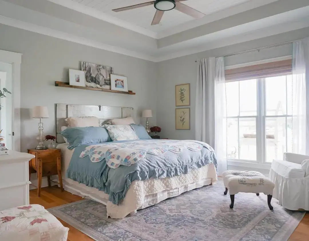 Float a Wood Shelf Above Your Headboard for Photos and Art