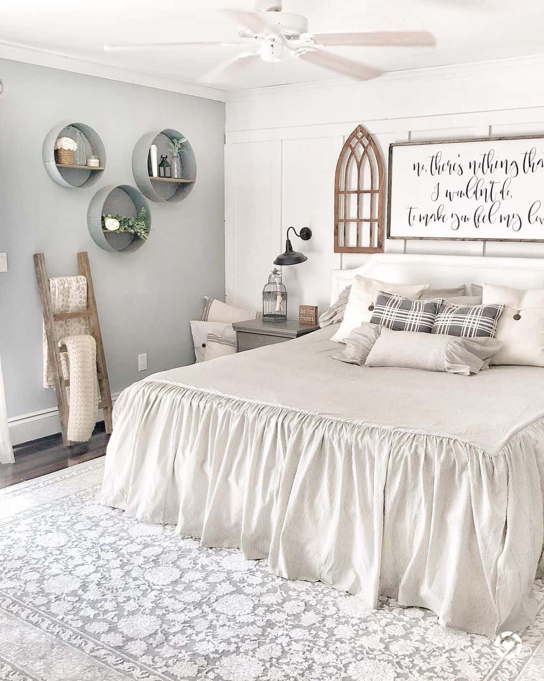 Circular Wall Shelves Add Dimension to a Light Gray Room