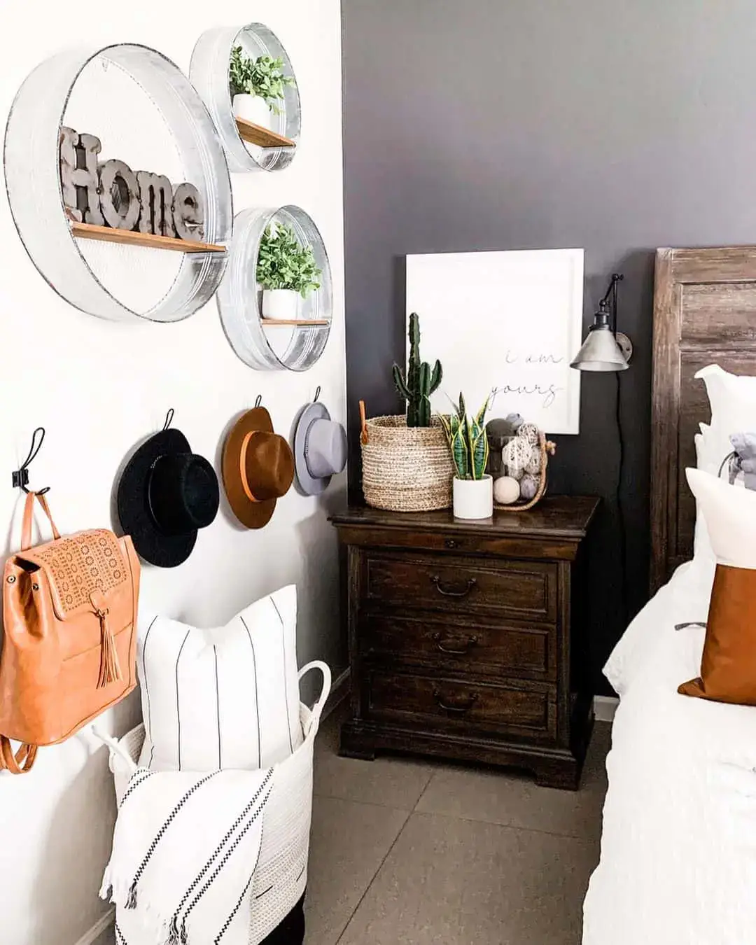 Round Galvanized Metal Shelves Frame Plants and Decor
