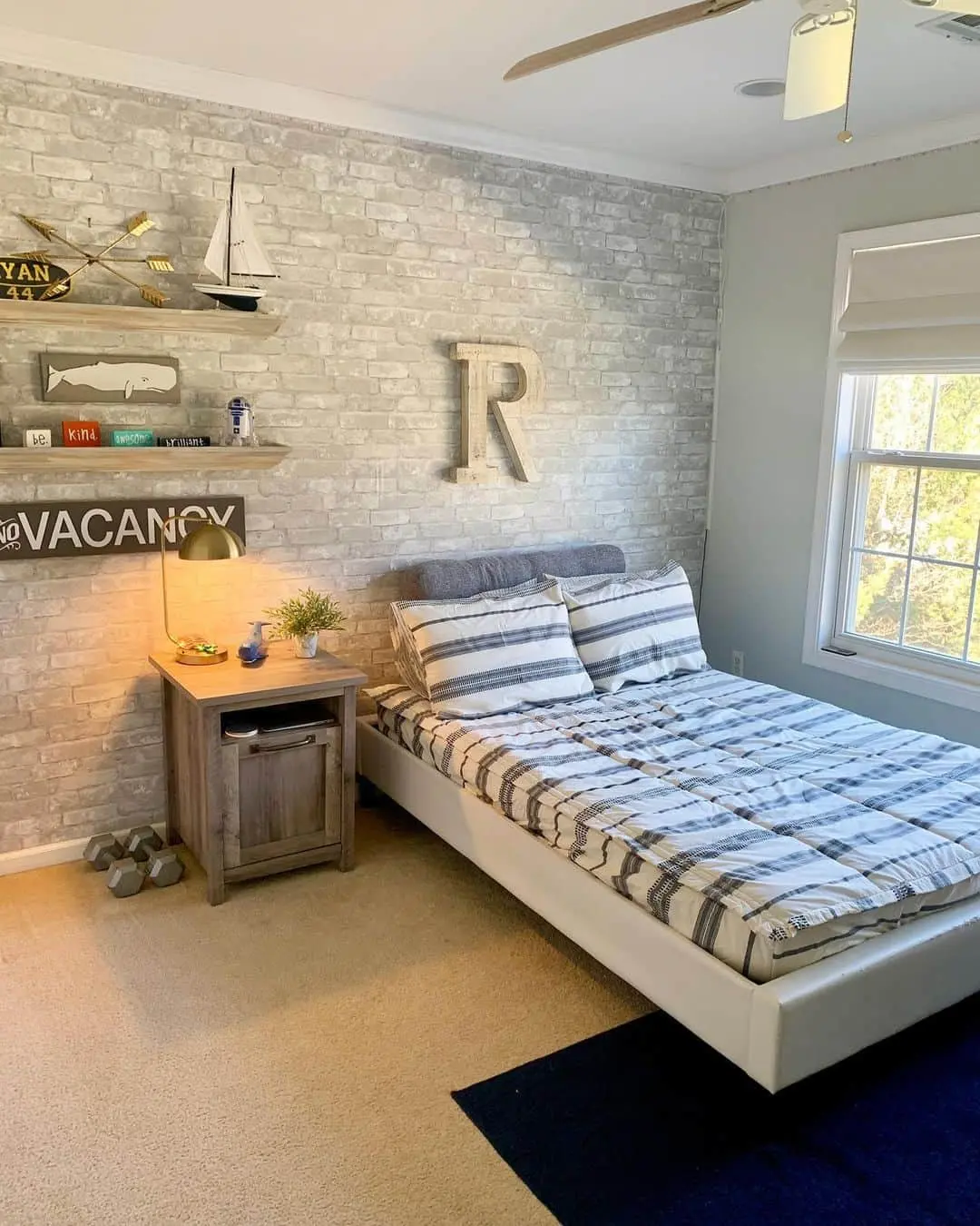 Style Wooden Shelves with Nautical and Travel Decor