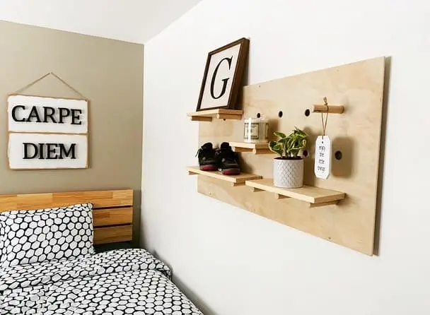 Customize a Pegboard Display with Small Wooden Shelves