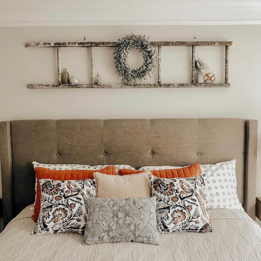 Repurpose a Ladder for Rustic Wall Shelving