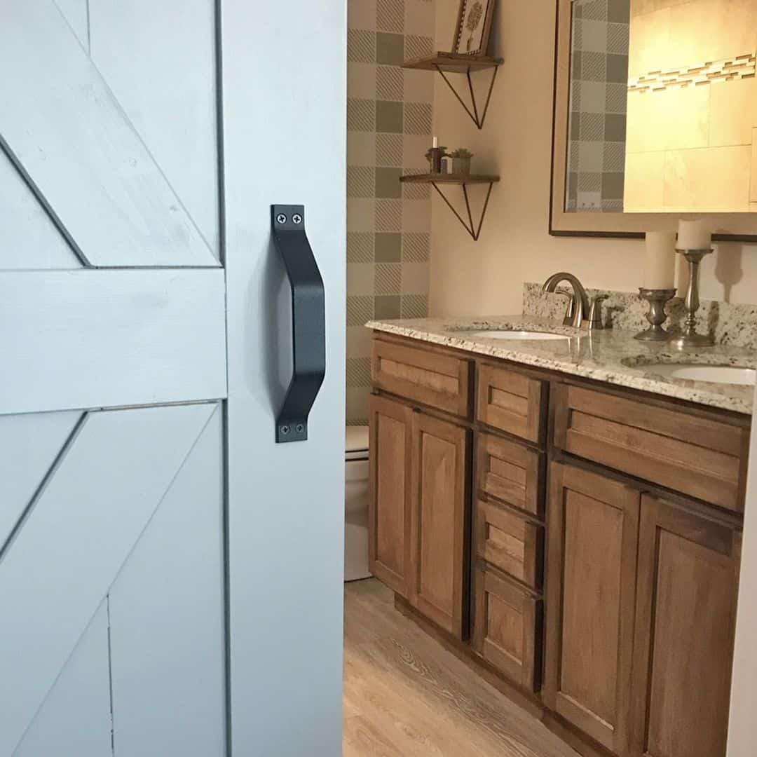 Matte Black Barn Door Handle Anchors the Farmhouse Style