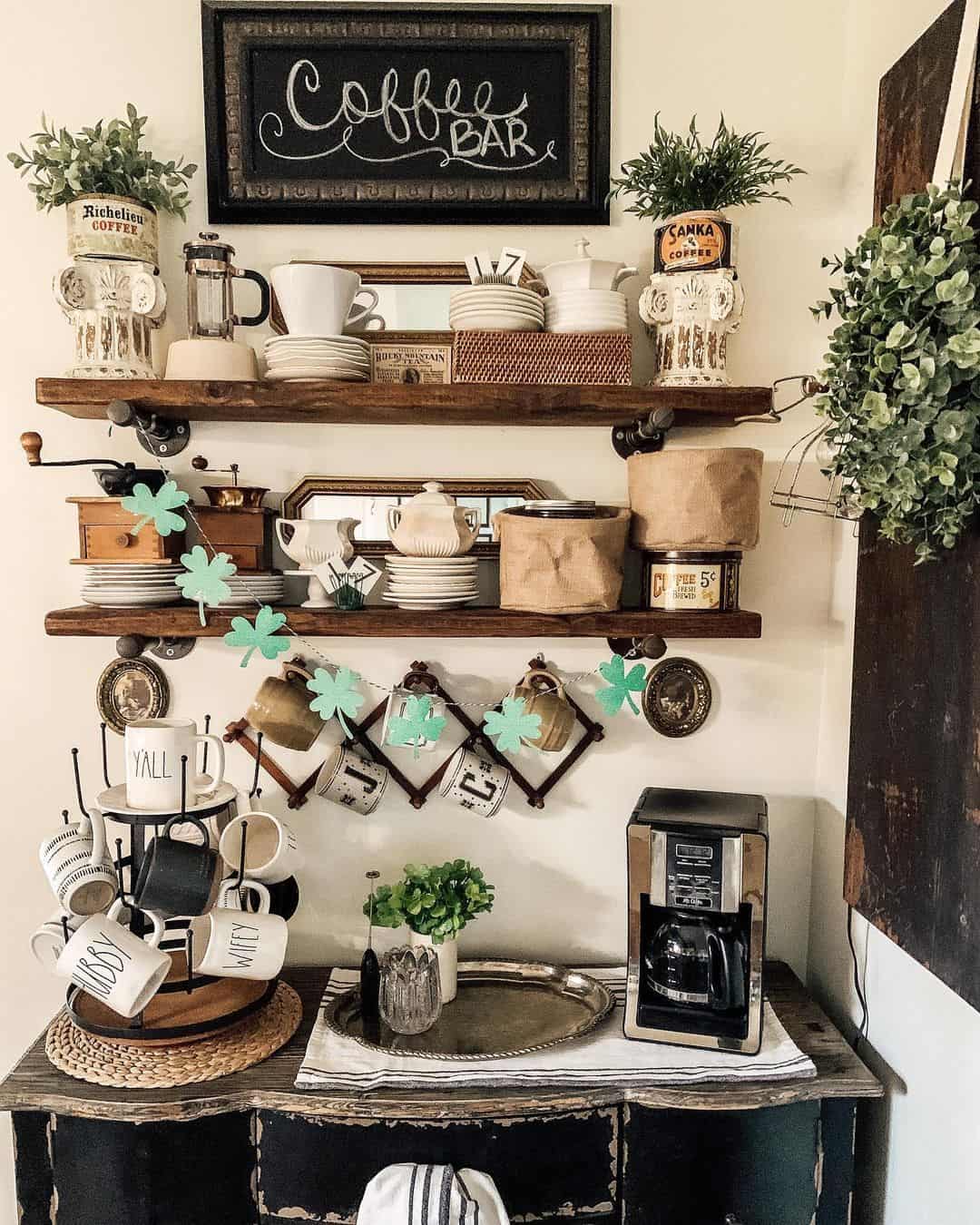 Diamond-Shaped Wall Grid for Displaying Mugs