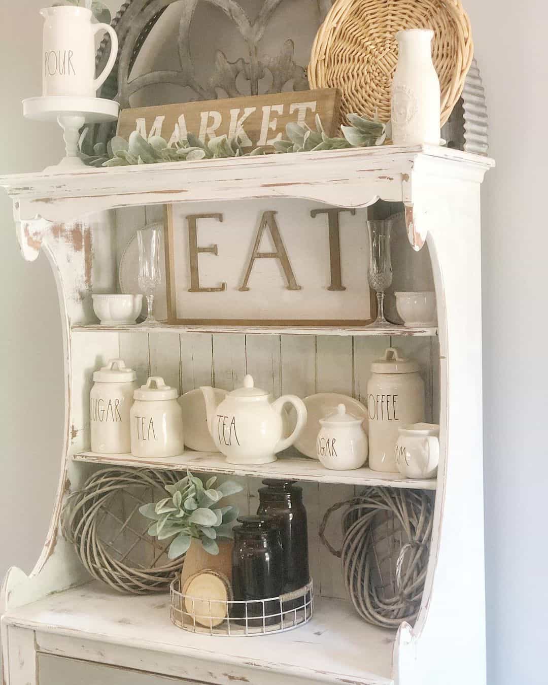 White Ceramic Storage Jars With Rustic Lettering