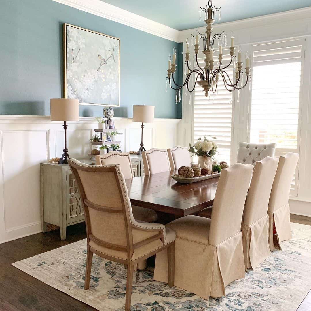 Pale Blue and Cream Rug with Subtle Floral Pattern