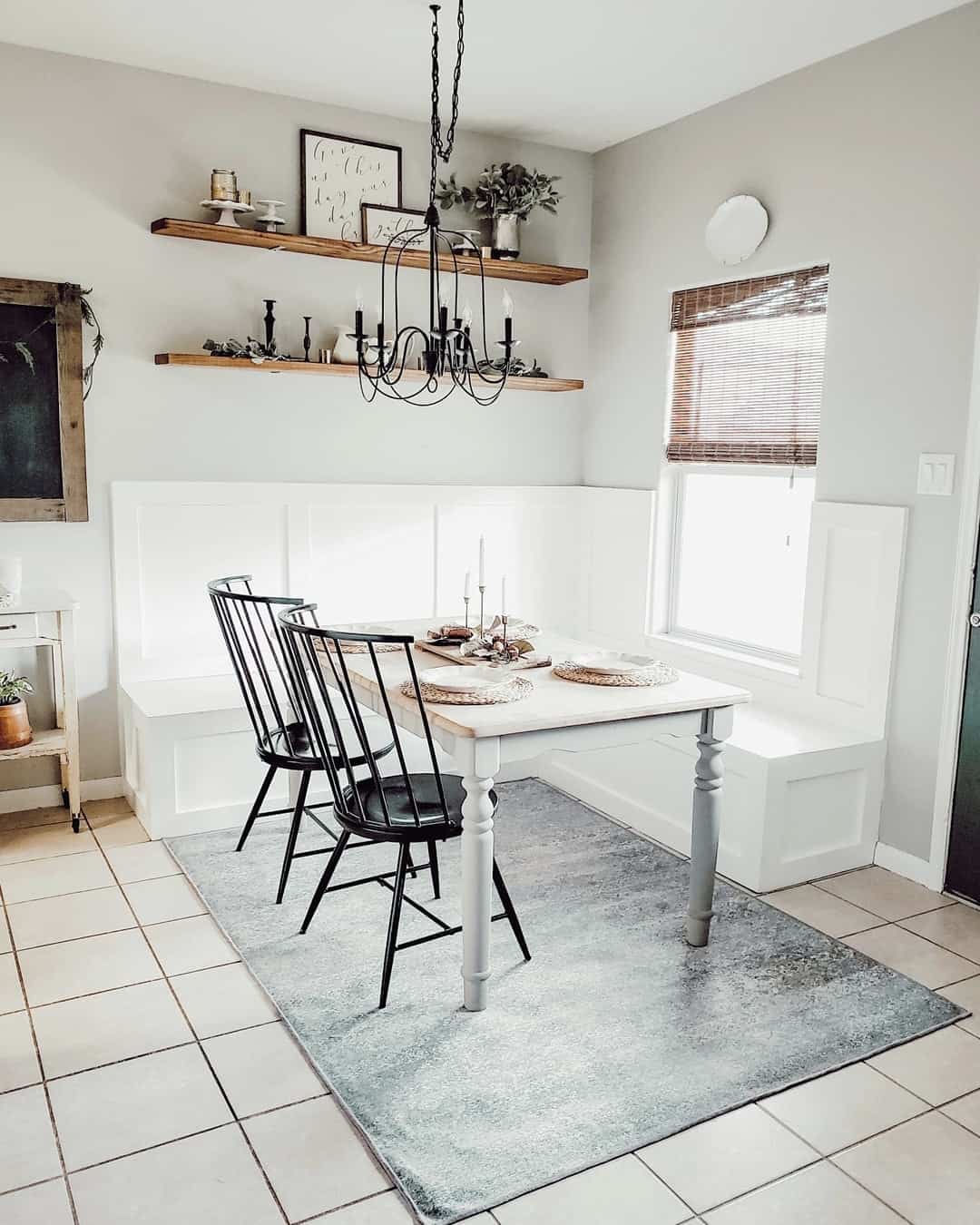 White Built-In Bench Creates a Cozy Dining Nook