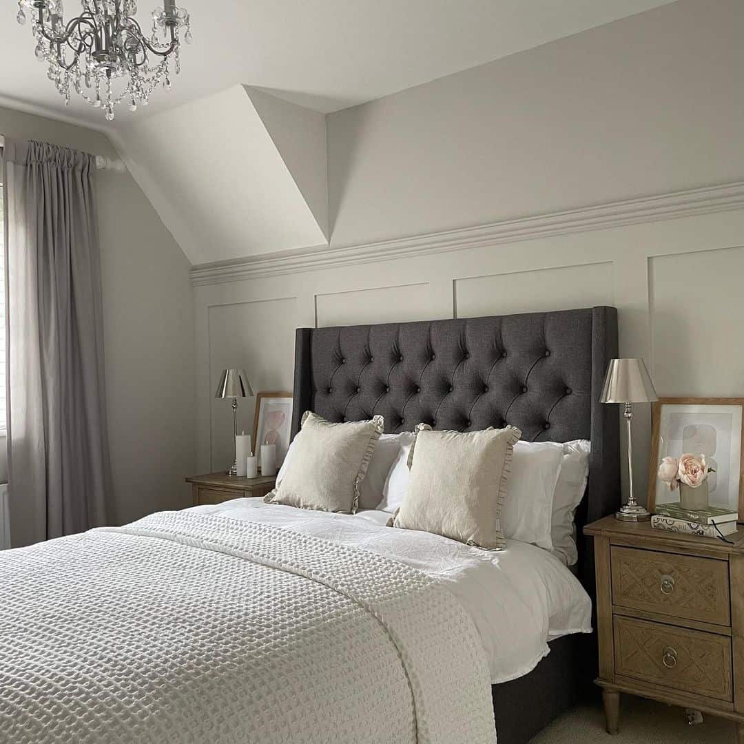 Framed Panel Accents Add Dimension Above the Bed