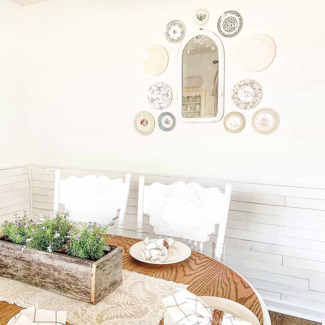 Ornate Mirror Surrounded by Vintage Plates