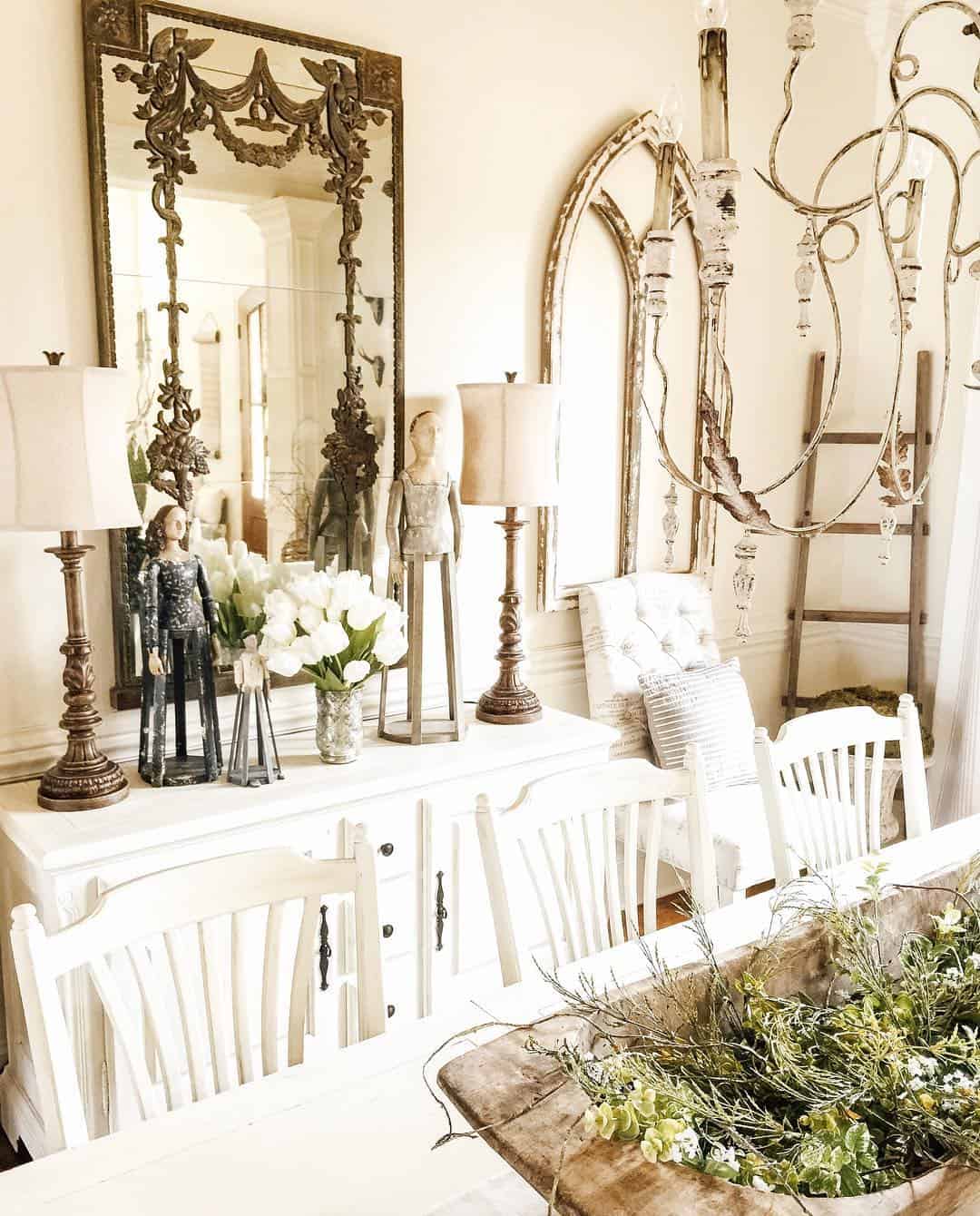 Ornate Metal Scrollwork Adds Grandeur Above A Buffet