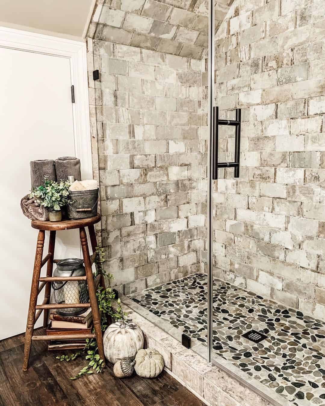 Distressed Subway Tile Walls for a Vintage Shower Feel