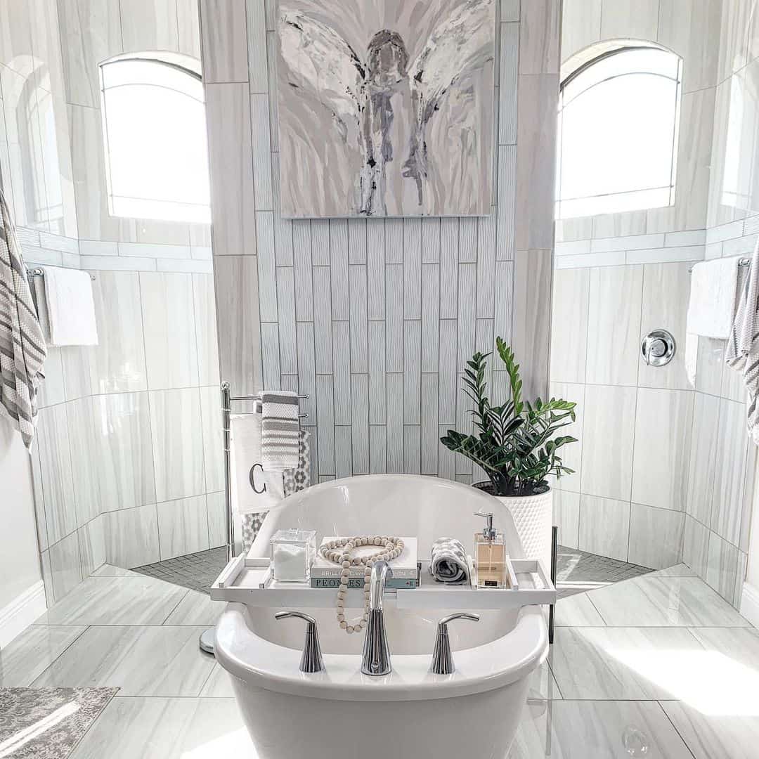 Vertical Wood-Look Tile Creates a Textured Accent Wall