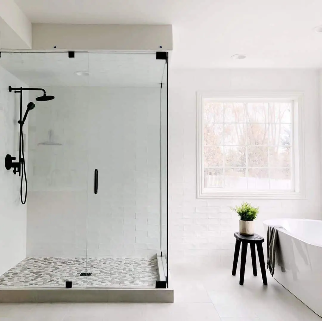 Hexagonal Floor Tiles Create an Organic Shower Base