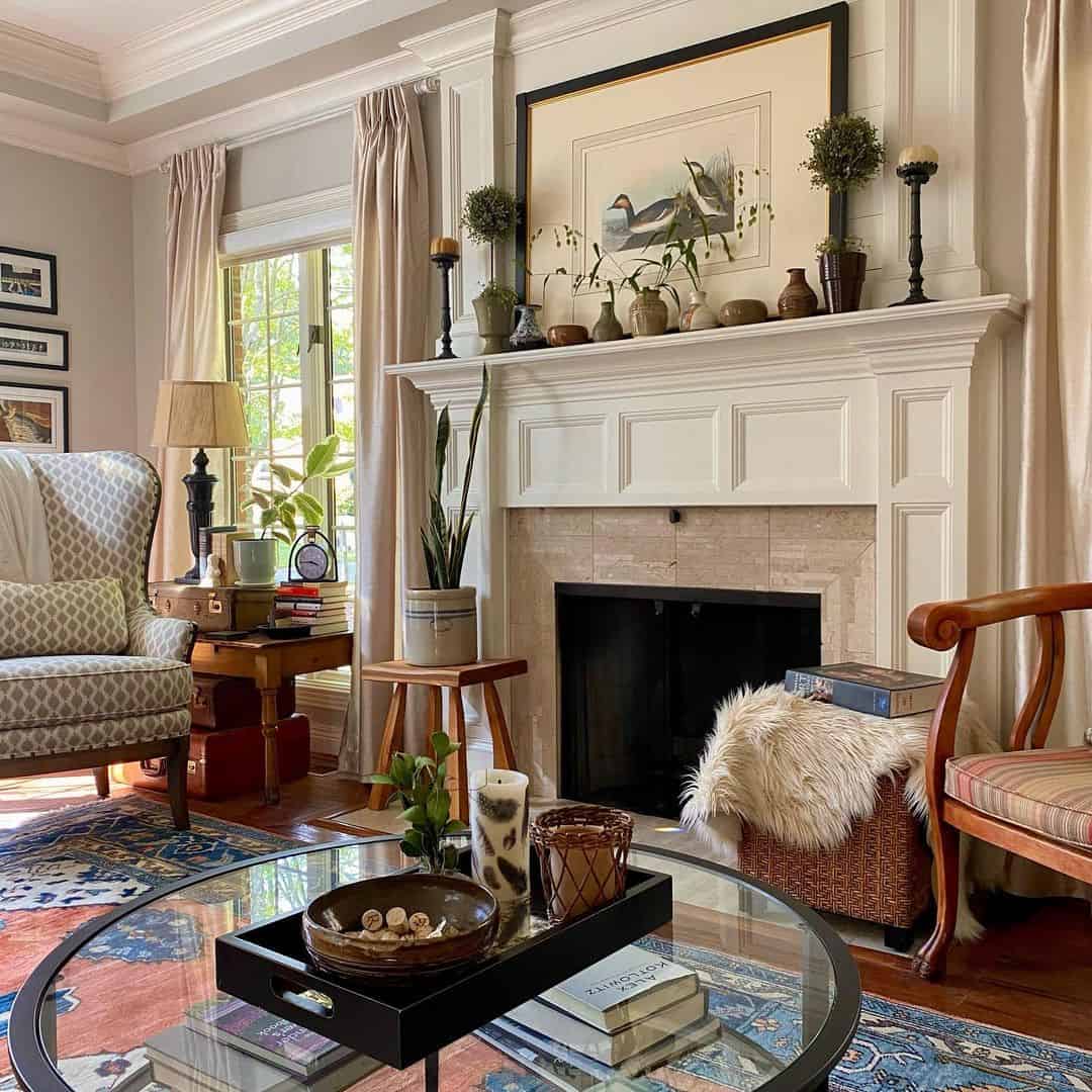 Layer Vases and Greenery for a Natural Mantel Vignette