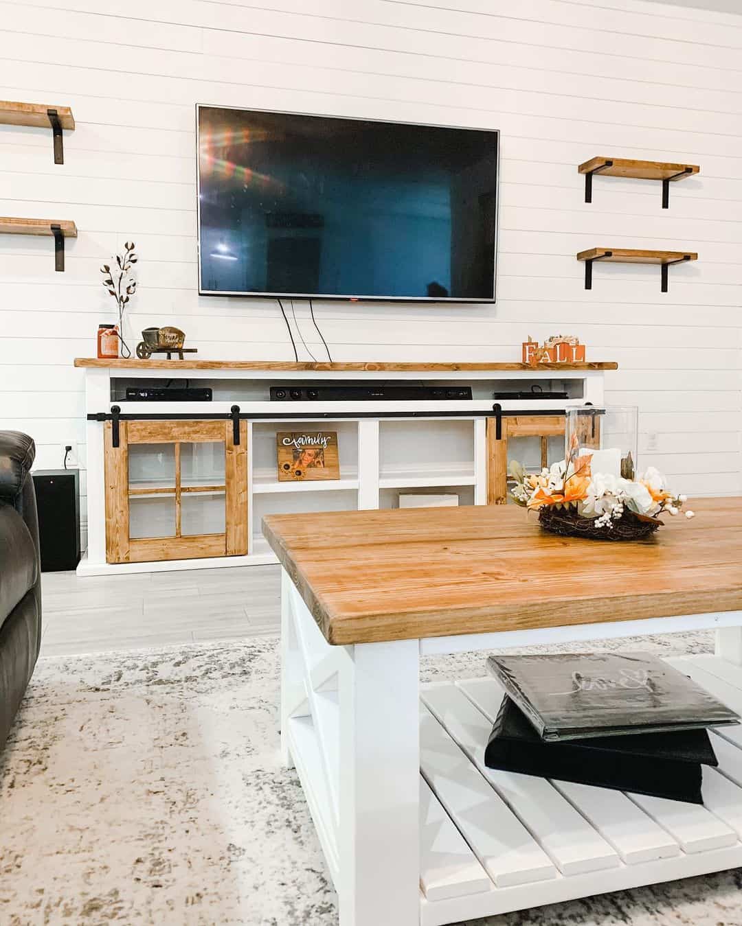 Barn Door Cabinets Add Rustic Charm to Media Console
