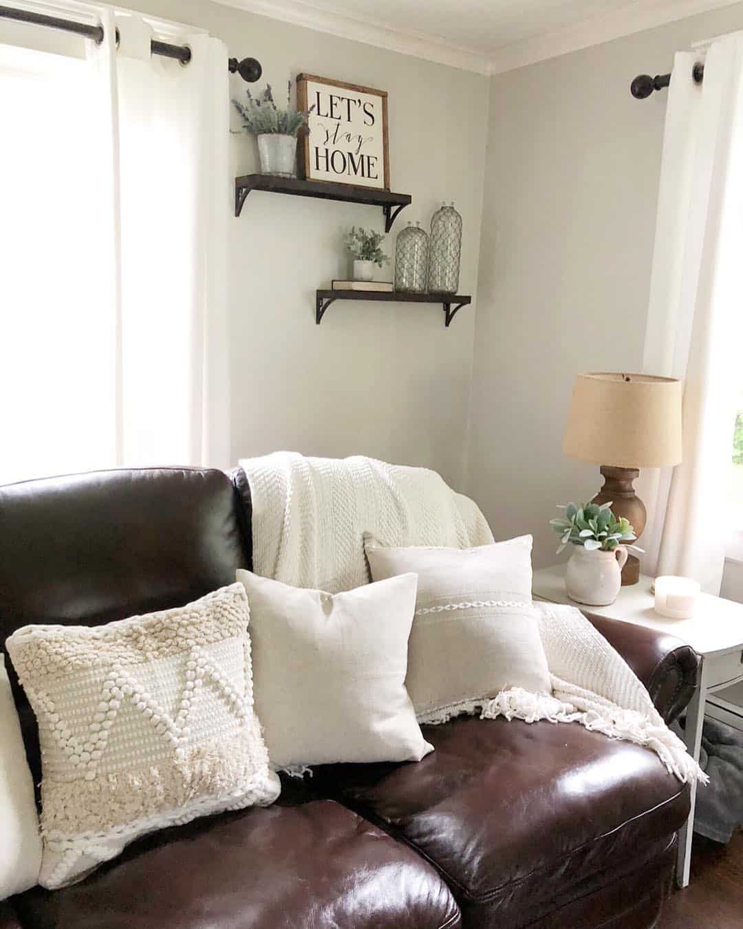 Layered Shelves Display a Cozy Homey Vignette