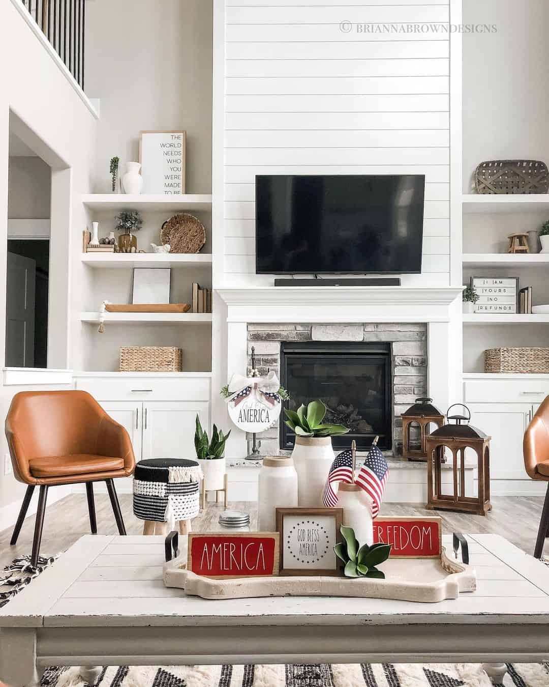 White Shiplap Wall Creates a Dramatic Backdrop for TV