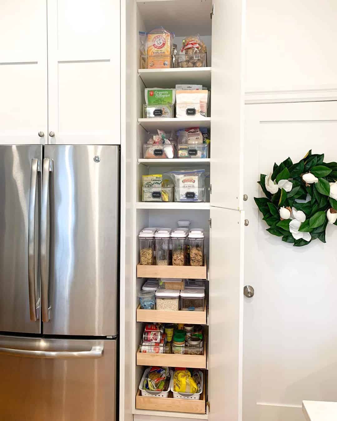 Pull-Out Wooden Shelves Keep Jars and Cans Accessible
