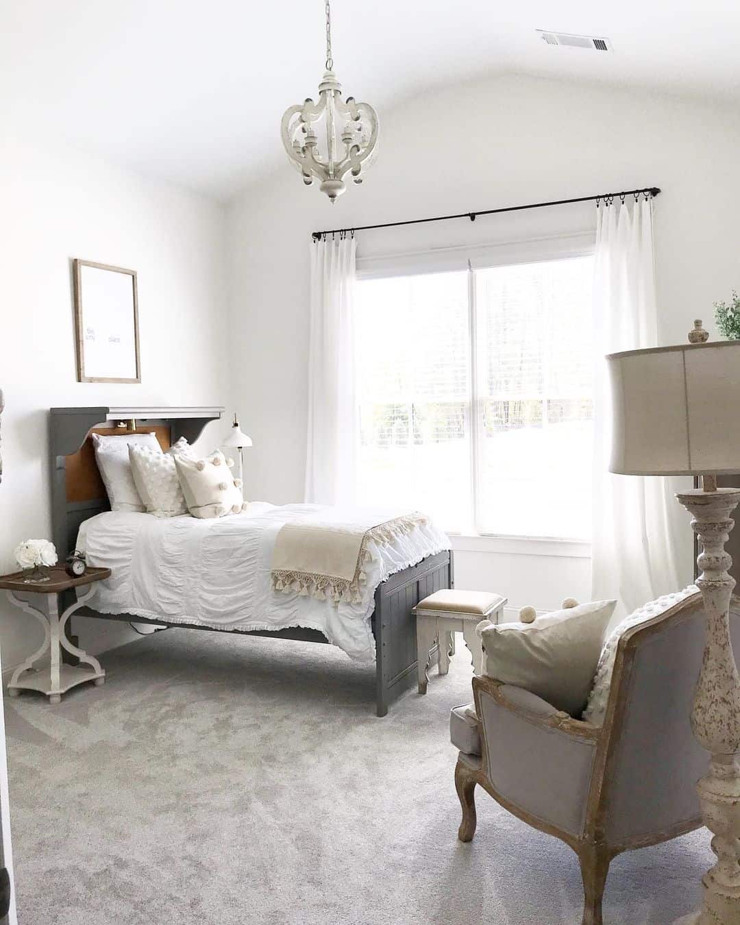 Distressed Wood Chandelier With Scalloped Detail