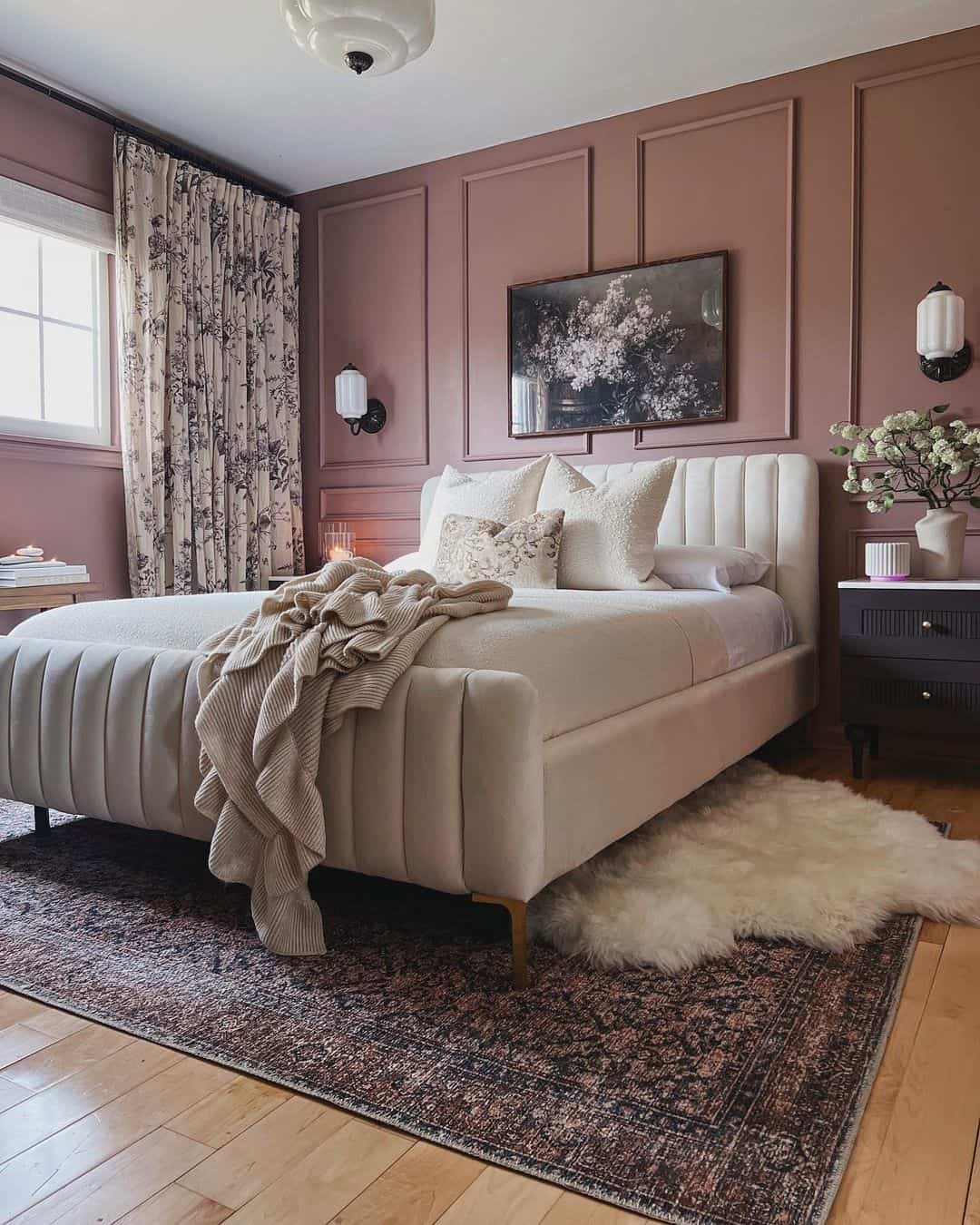 Paneled Walls Add Architectural Detail Above the Bed