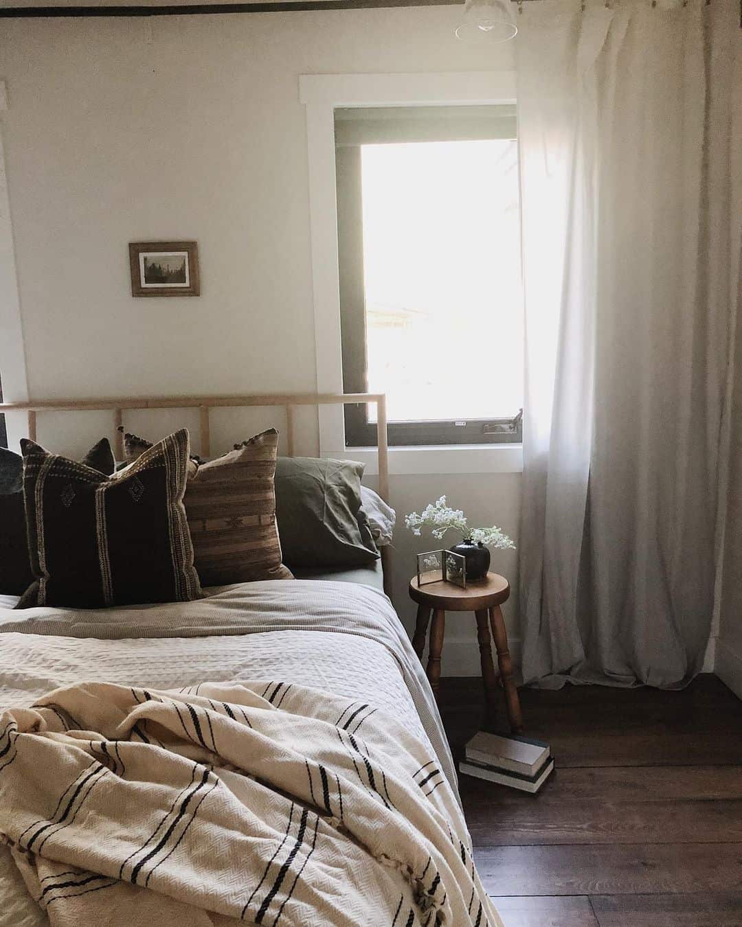Style a Small Wooden Stool as a Charming Bedside Table