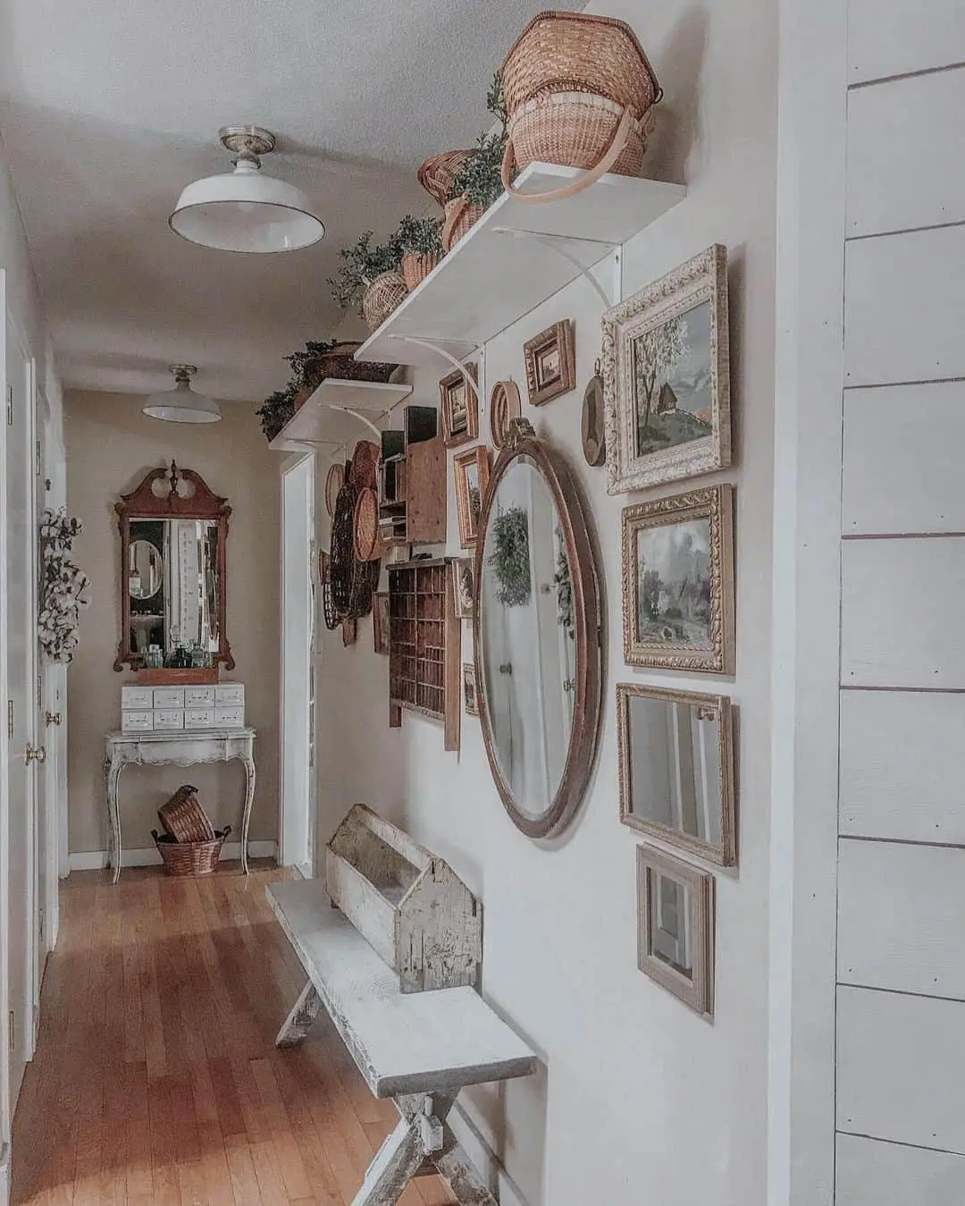 Incorporate Vertical Interest with Layered Open Shelving and Greenery