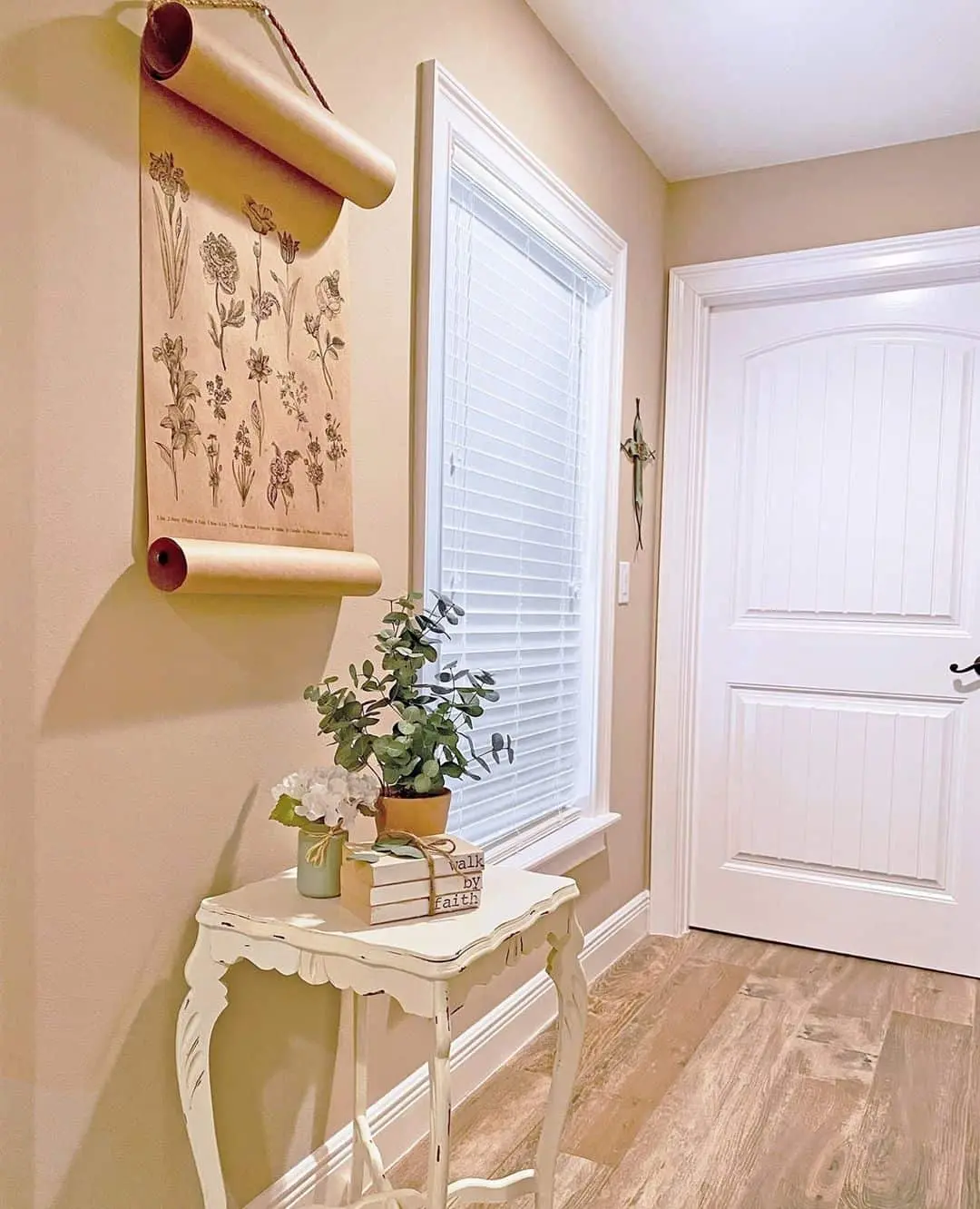 Scroll Wall Art With Botanical Illustrations Adds Vintage Charm