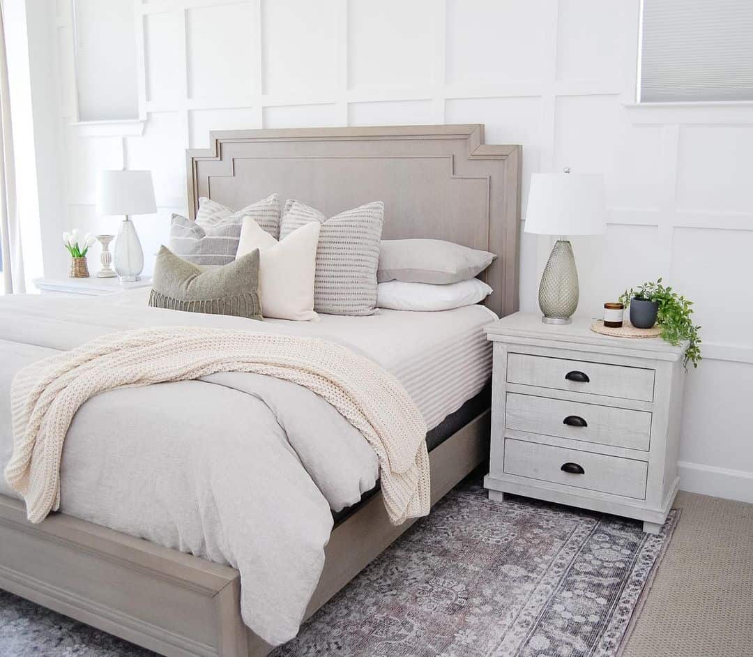 Geometric Wood Headboard With Layered Step Design