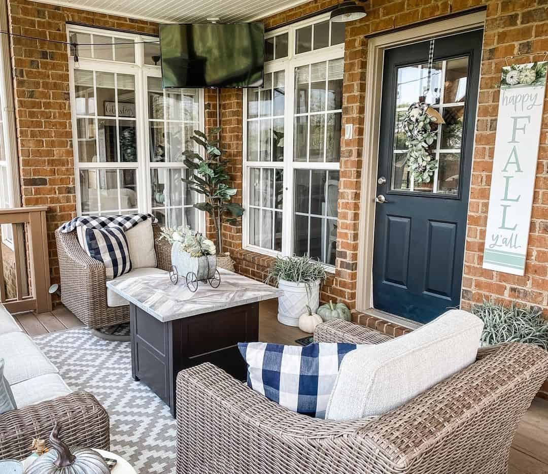 Woven Wicker Furniture Creates a Cozy Conversation Area