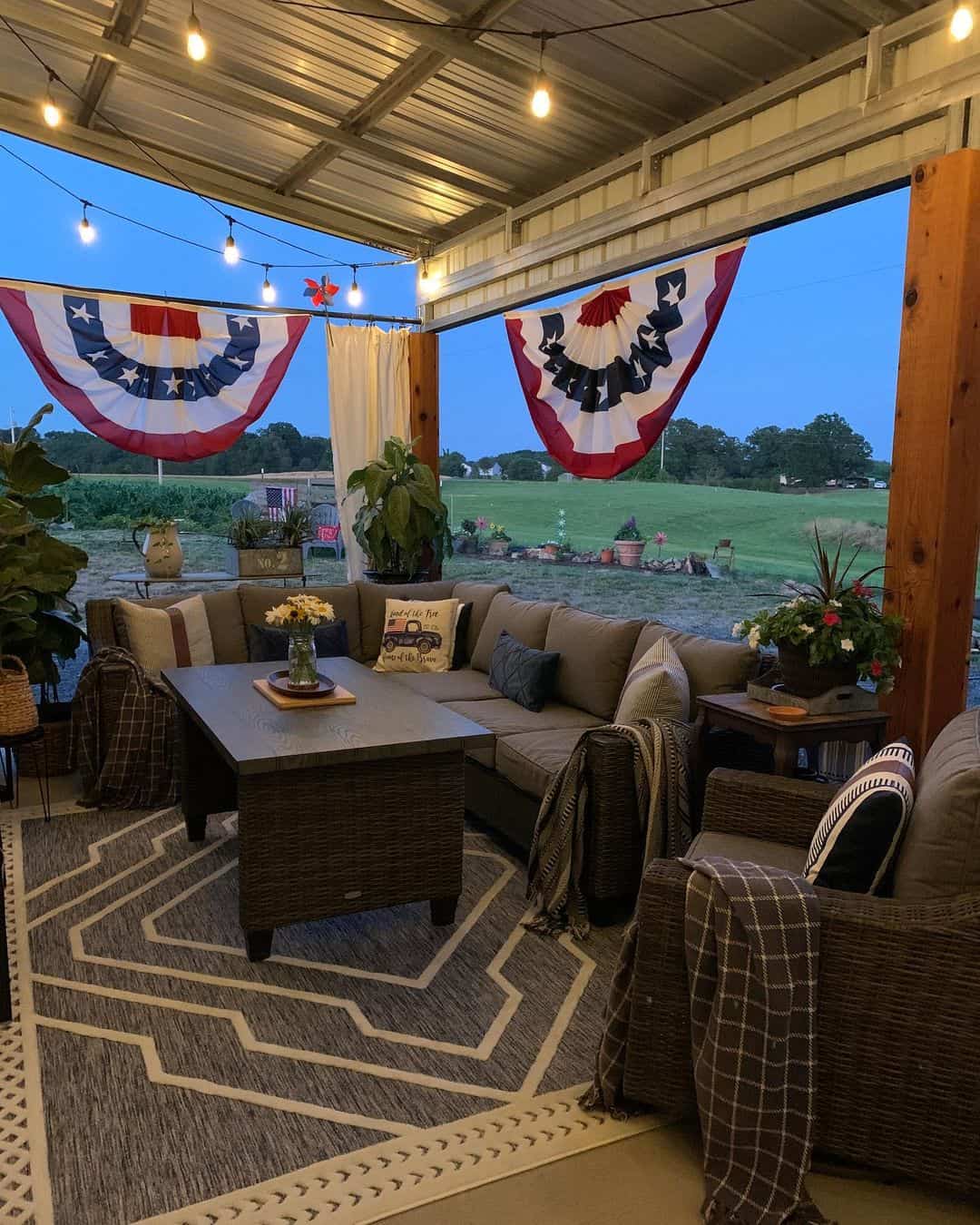Patriotic Bunting Adds Festive Flair to Porch