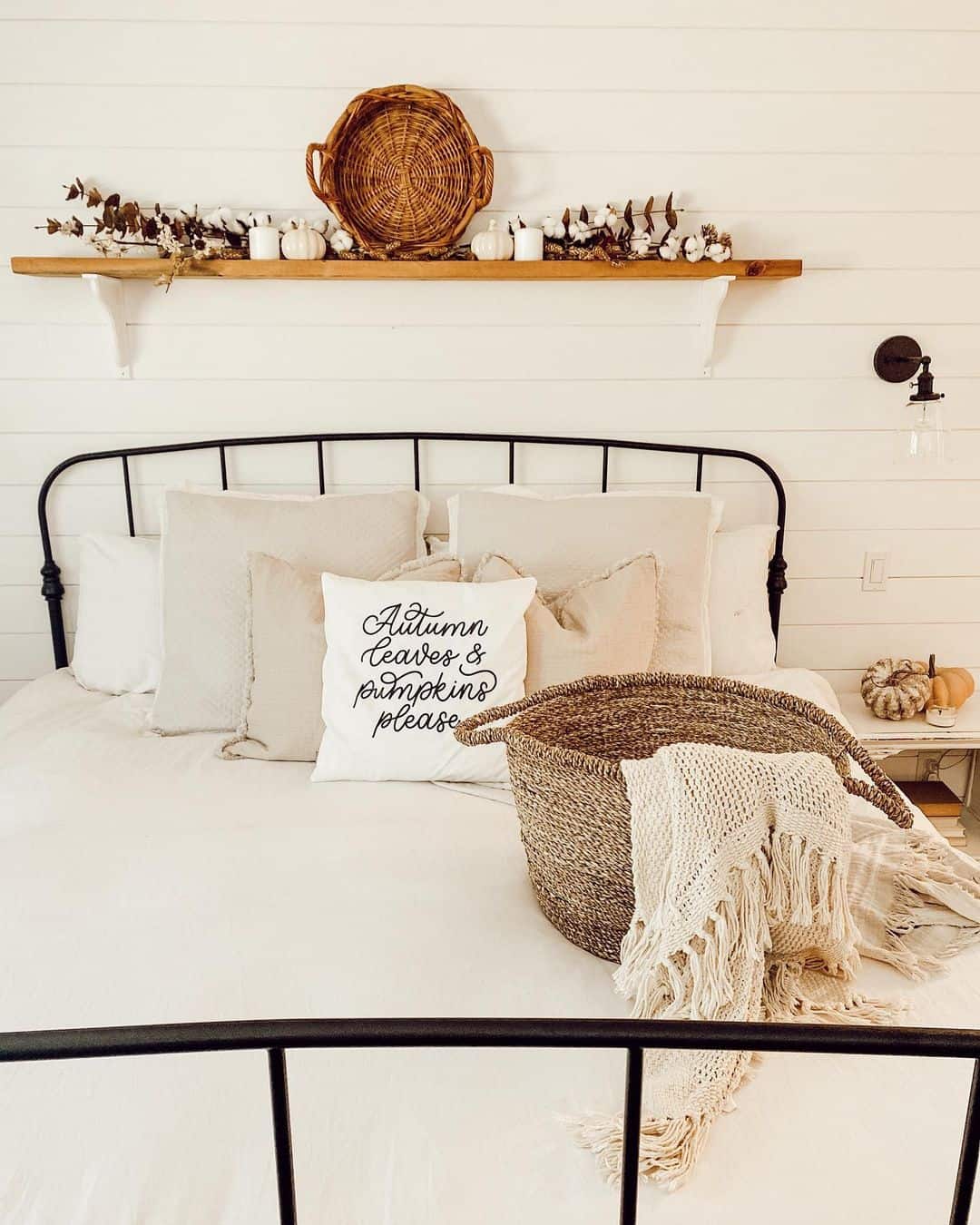 Bedside Comfort with a Woven Basket and Throw