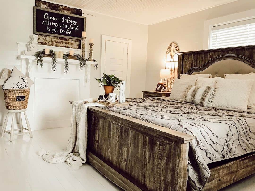 Cozy Vignette with a Bedside Wooden Tray