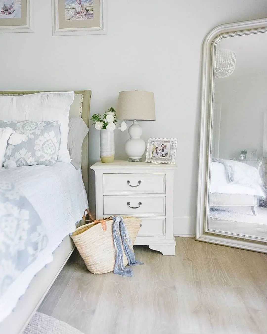 Tall Mirror with Rounded Top Frames a Serene Corner