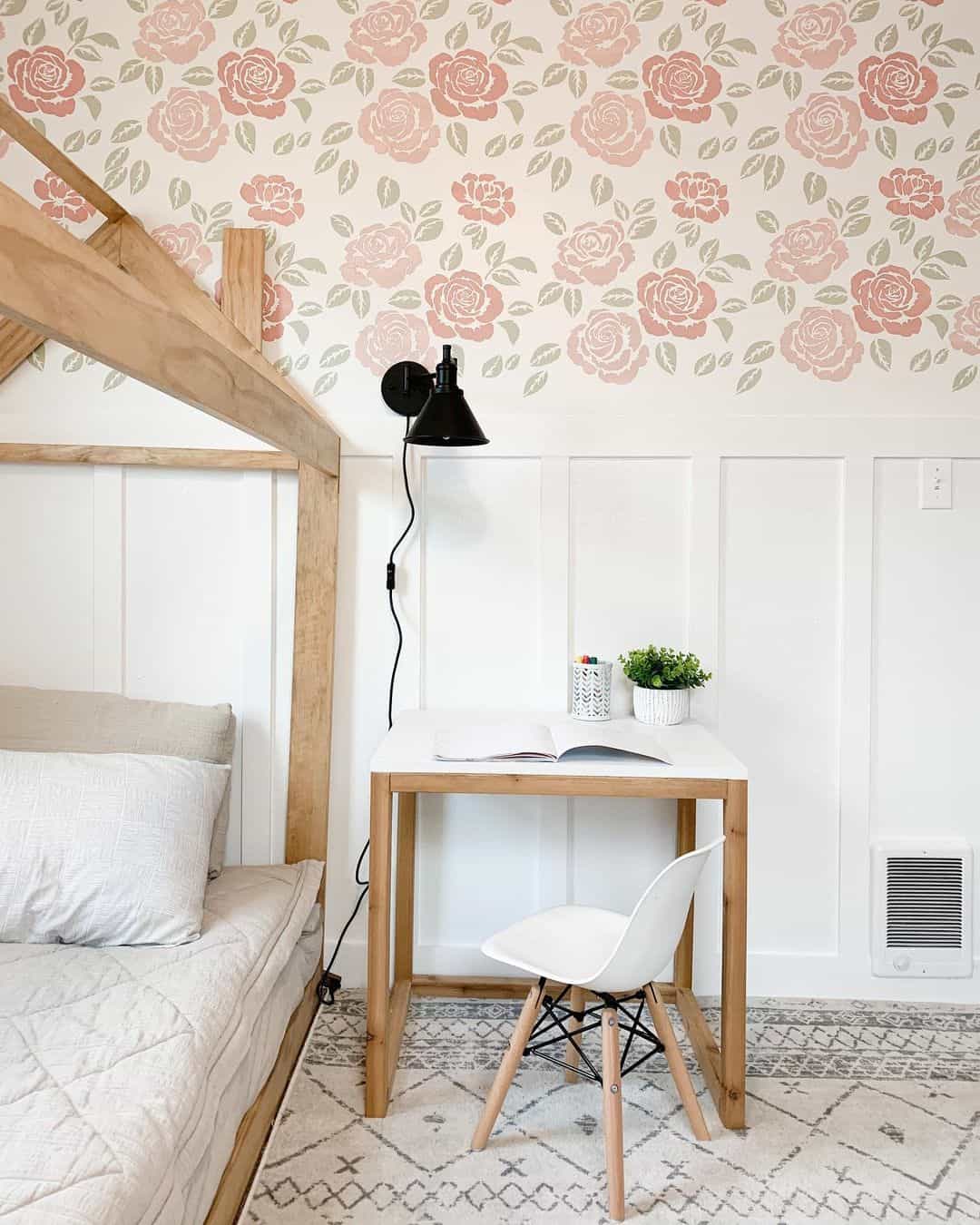 Rose Stencil Pattern Adds Soft Color to Walls