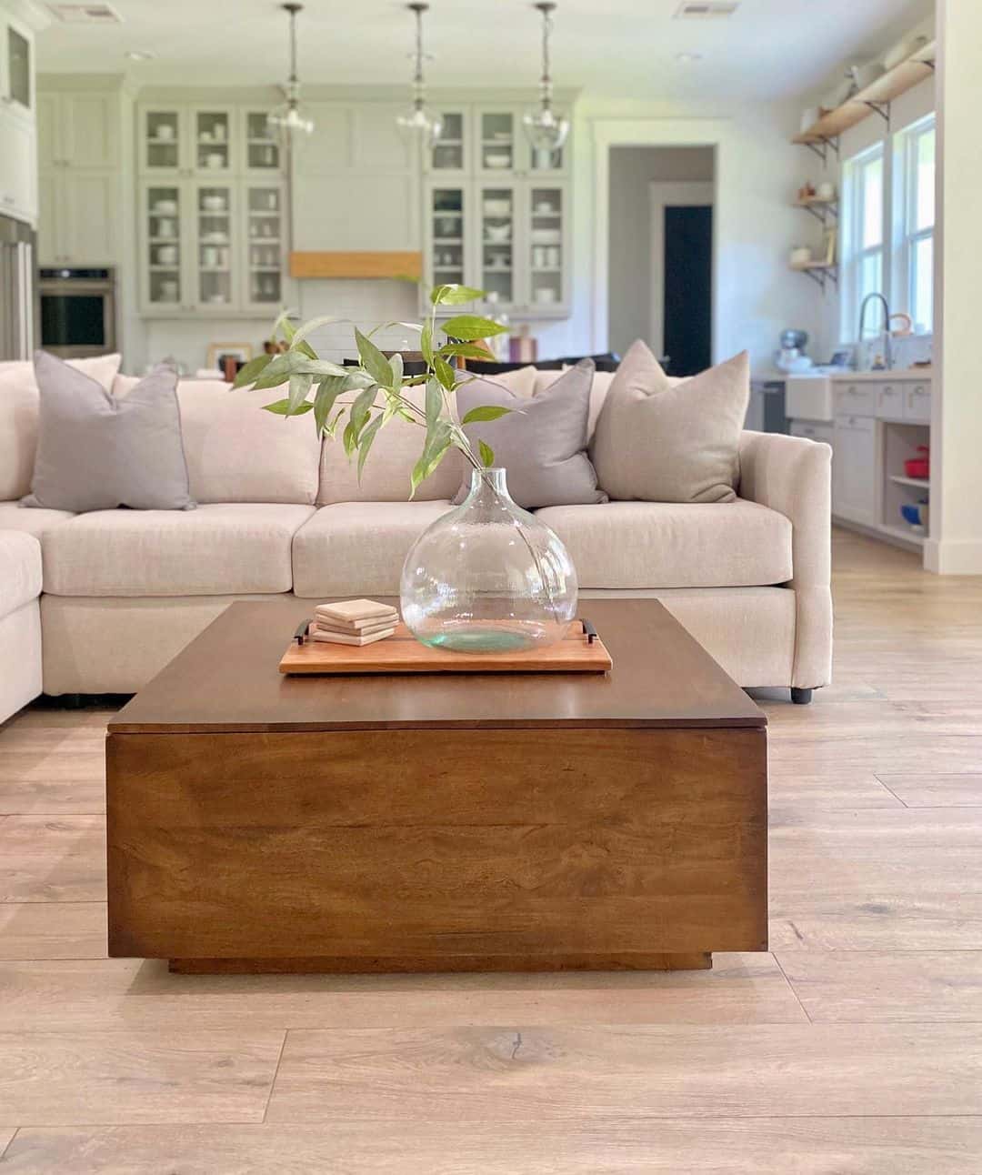 Warm Wood Block with Simple Tray Styling